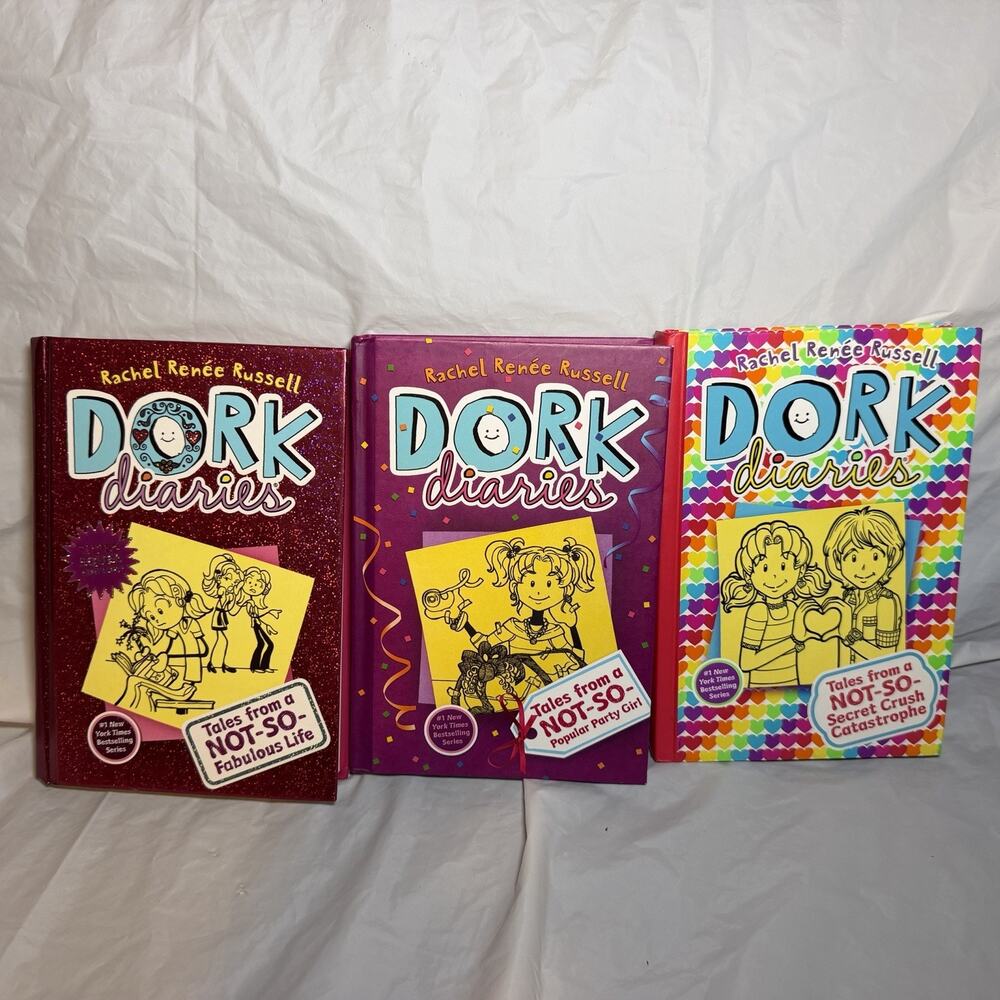 Dork Diaries Lot By Rachel Renée Russell Hardcover Books 1, 2, & 12